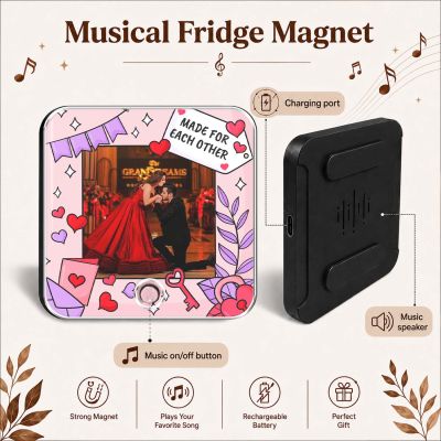 Made for Each Other Gift for Couples Personalized Musical Fridge Magnet with Rechargeable for Wife & Husband